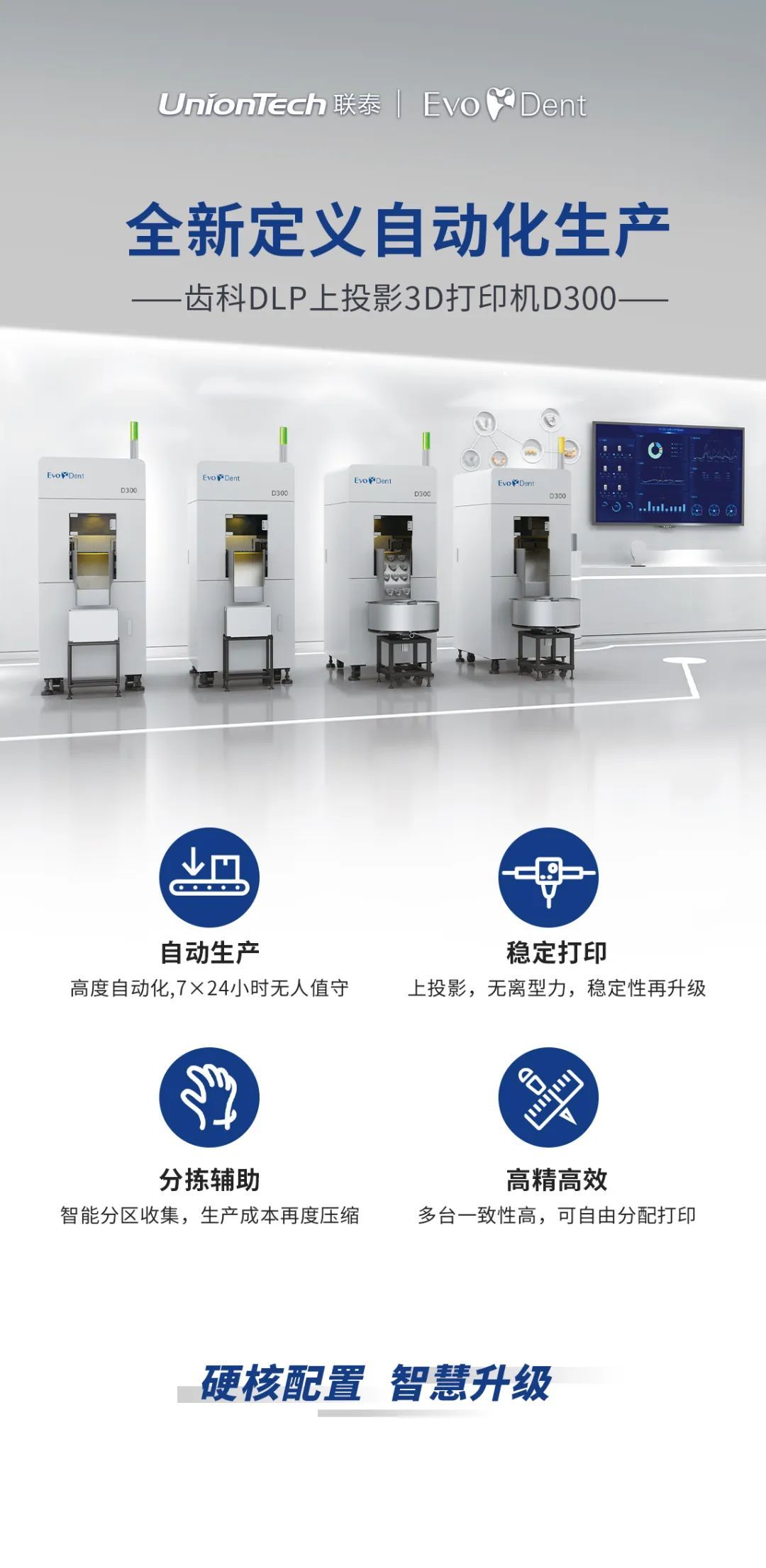 新品發(fā)布 | 聯(lián)泰科技齒科DLP上投影3D打印機D300全新定義自動化生產(chǎn)